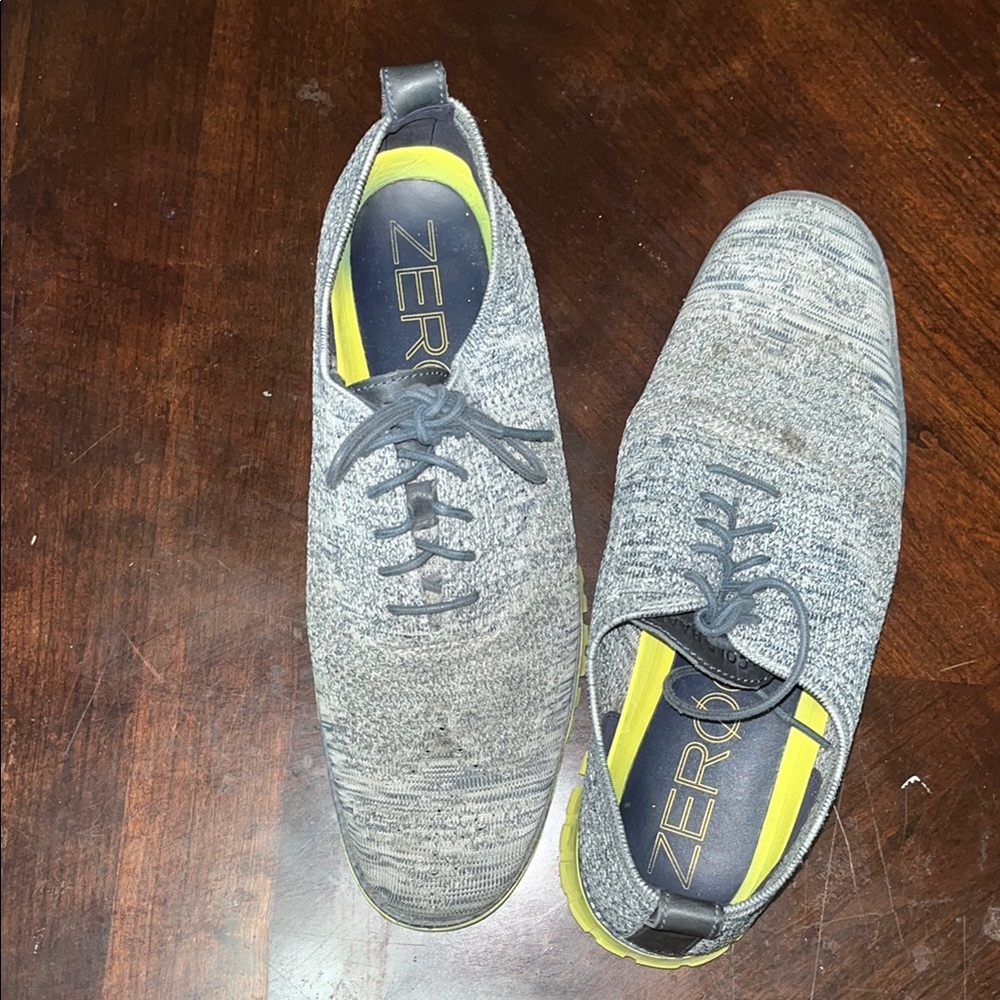 Cole Haan Gray Knit Sneakers with Yellow Accents